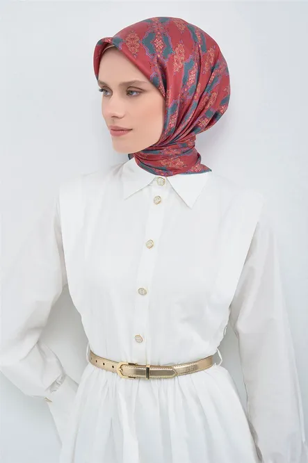Armine Sura İpek Eşarp Bordo, Irmak Mavisi, Havalı Sarı