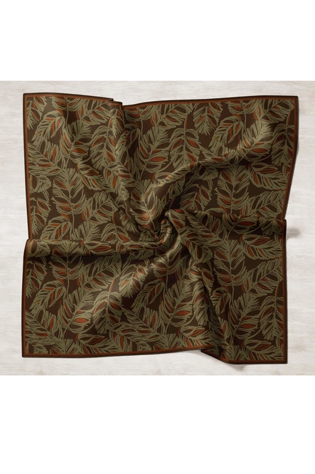 Silk Home Twill İpek Eşarp 11449-07 Acı Kahve, Yeşil, Taba
