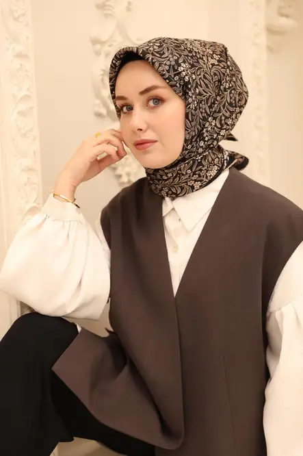 Silk Home Twill İpek Eşarp 11464-30 Siyah, Vizon