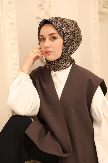 Silk Home Twill İpek Eşarp 11464-30 Siyah, Vizon