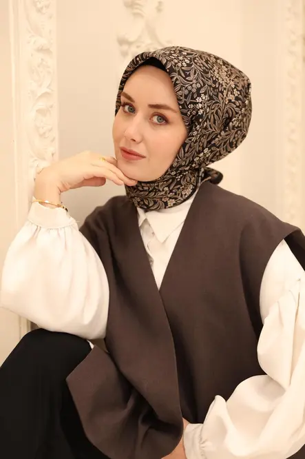 Silk Home Twill İpek Eşarp 11464-30 Siyah, Vizon