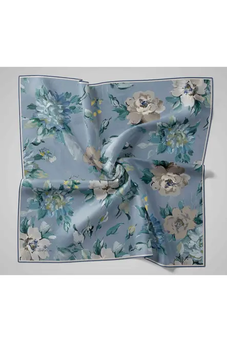 Silk Home Twill İpek Eşarp 11467-13 Mavi, Gri