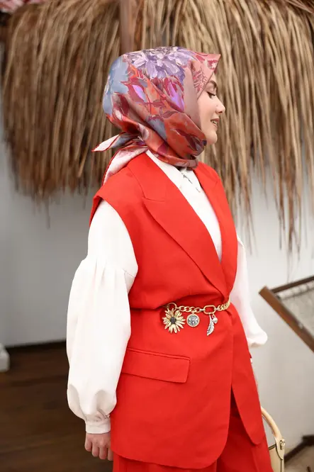 Silk Home Twill İpek Eşarp 11467-30 Kırmızı, Vizon