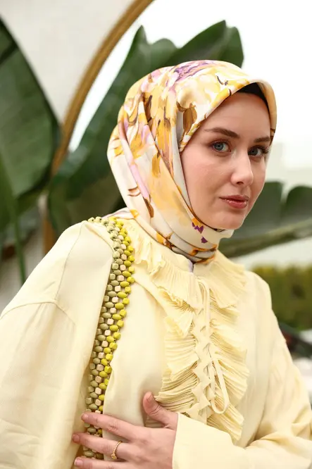 Silk Home Twill İpek Eşarp 11467-31 Taş, Yanık Sarı