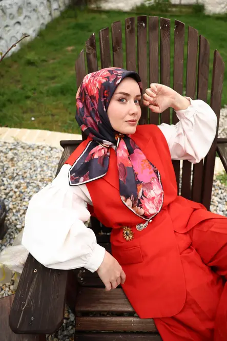 Silk Home Twill İpek Eşarp 11467-33 Siyah, Somon