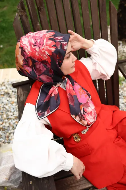 Silk Home Twill İpek Eşarp 11467-33 Siyah, Somon