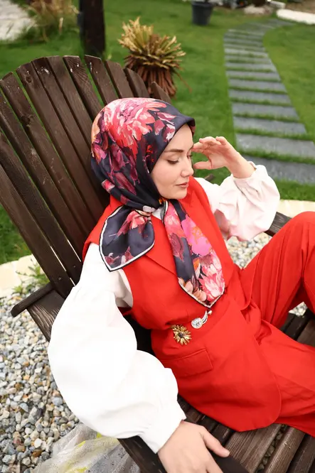 Silk Home Twill İpek Eşarp 11467-33 Siyah, Somon