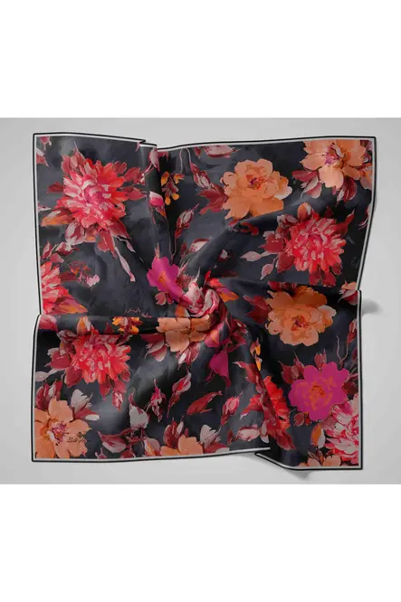 Silk Home Twill İpek Eşarp 11467-33 Siyah, Somon