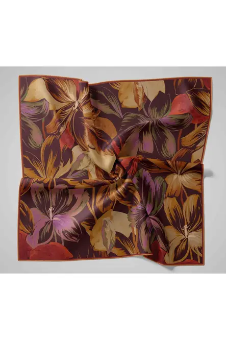 Silk Home Twill İpek Eşarp 11480-41 Patlıcan Moru, Taba, Lila