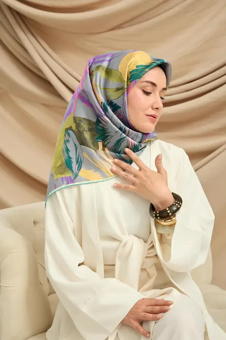 Silk Home Twill İpek Eşarp 11480-51 Pembe, Yağ Yeşili