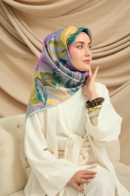 Silk Home Twill İpek Eşarp 11480-51 Pembe, Yağ Yeşili
