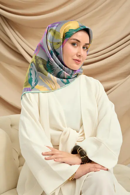Silk Home Twill İpek Eşarp 11480-51 Pembe, Yağ Yeşili