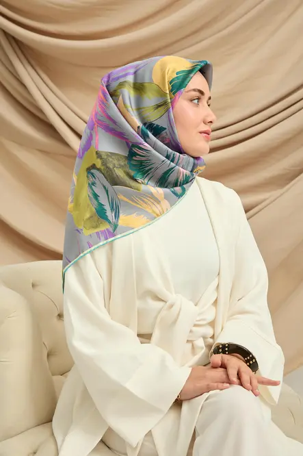 Silk Home Twill İpek Eşarp 11480-51 Pembe, Yağ Yeşili