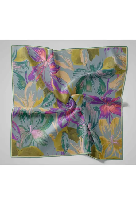 Silk Home Twill İpek Eşarp 11480-51 Pembe, Yağ Yeşili