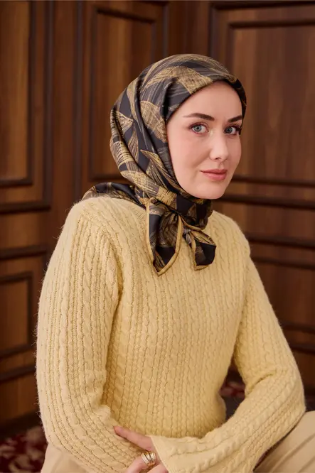 Silk Home Twill İpek Eşarp 11488-04 Siyah, Gold