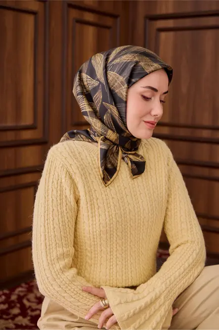 Silk Home Twill İpek Eşarp 11488-04 Siyah, Gold