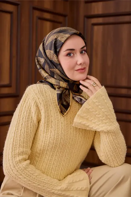 Silk Home Twill İpek Eşarp 11488-04 Siyah, Gold