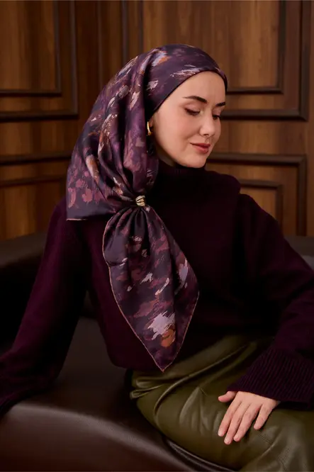 Silk Home Twill İpek Eşarp 11492-14 Patlıcan Moru, Mürdüm