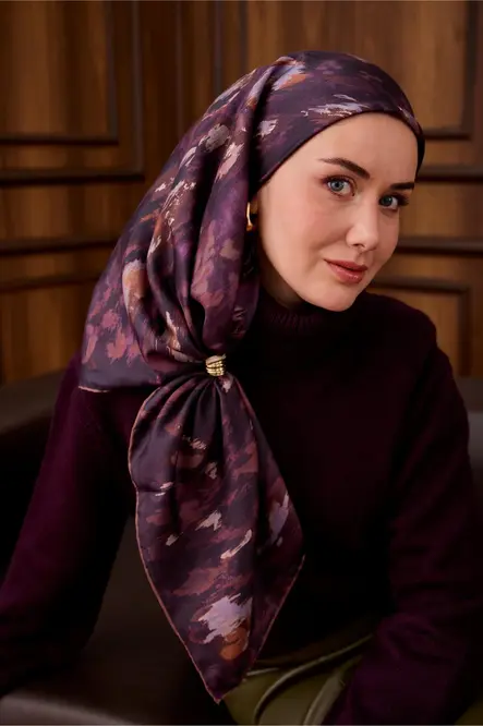 Silk Home Twill İpek Eşarp 11492-14 Patlıcan Moru, Mürdüm