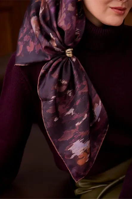 Silk Home Twill İpek Eşarp 11492-14 Patlıcan Moru, Mürdüm