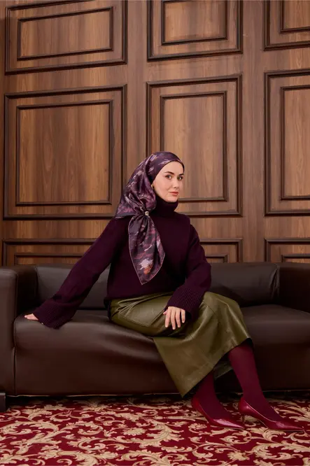 Silk Home Twill İpek Eşarp 11492-14 Patlıcan Moru, Mürdüm