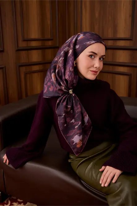 Silk Home Twill İpek Eşarp 11492-14 Patlıcan Moru, Mürdüm