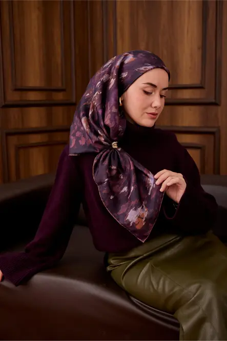 Silk Home Twill İpek Eşarp 11492-14 Patlıcan Moru, Mürdüm