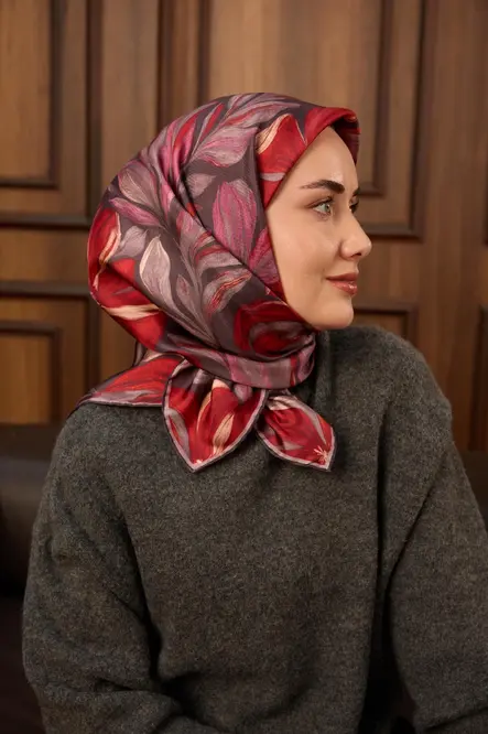 Silk Home Twill İpek Eşarp 11493-16 Pastel Mor, Kızıl Turuncu, Pembe