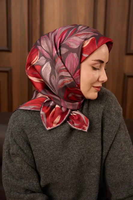 Silk Home Twill İpek Eşarp 11493-16 Pastel Mor, Kızıl Turuncu, Pembe