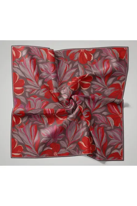 Silk Home Twill İpek Eşarp 11493-16 Pastel Mor, Kızıl Turuncu, Pembe