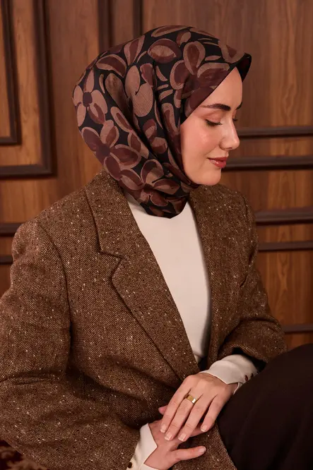 Silk Home Twill İpek Eşarp 11494-02 Siyah, Acı Kahve