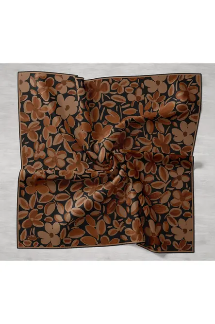 Silk Home Twill İpek Eşarp 11494-02 Siyah, Acı Kahve