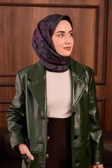 Silk Home Twill İpek Eşarp 111494-03 Siyah, Mor, Çağla