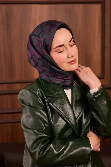 Silk Home Twill İpek Eşarp 111494-03 Siyah, Mor, Çağla