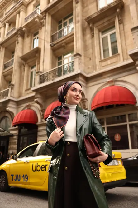 Silk Home Twill İpek Eşarp 11494-04 Kahverengi, Mor, Çağla, Yavruağzı