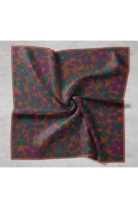 Silk Home Twill İpek Eşarp 11494-04 Kahverengi, Mor, Çağla, Yavruağzı