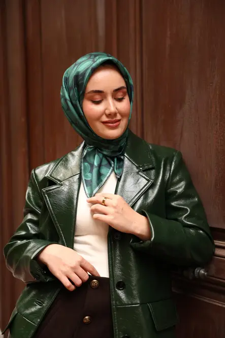 Silk Home Twill İpek Eşarp 11494-44 Koyu Yeşil, Çağla