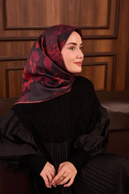 Silk Home Twill İpek Eşarp 11497-02 Kırmızı, Siyah