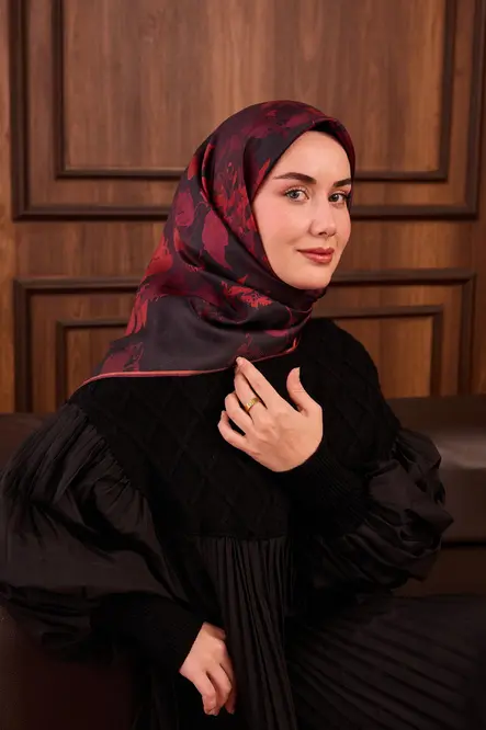 Silk Home Twill İpek Eşarp 11497-02 Kırmızı, Siyah