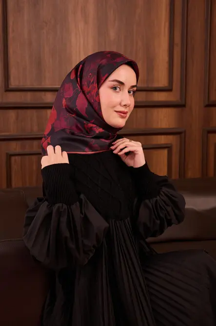 Silk Home Twill İpek Eşarp 11497-02 Kırmızı, Siyah