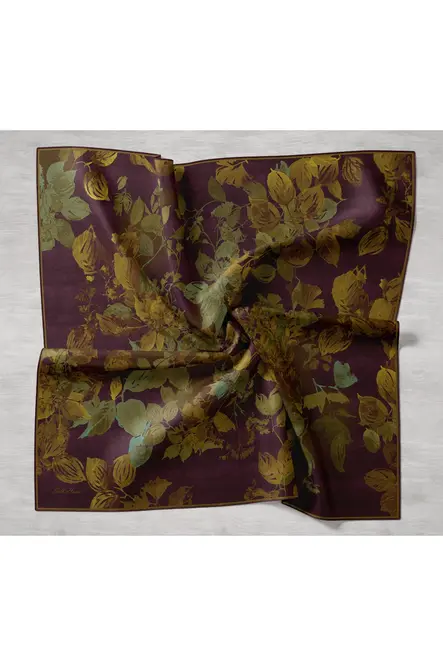 Silk Home Twill İpek Eşarp 11497-12 Koyu Mor, Yeşil