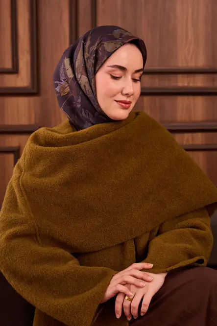 Silk Home Twill İpek Eşarp 11497-16 Kına Yeşili, Acı Kahve