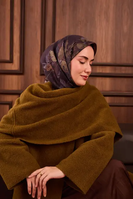 Silk Home Twill İpek Eşarp 11497-16 Kına Yeşili, Acı Kahve