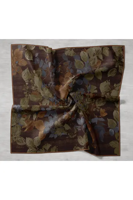 Silk Home Twill İpek Eşarp 11497-16 Kına Yeşili, Acı Kahve