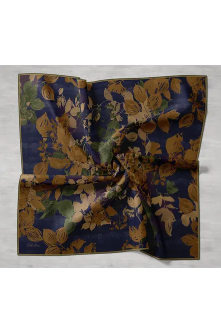 Silk Home Twill İpek Eşarp 11497-20 Lacivert, Kahverengi