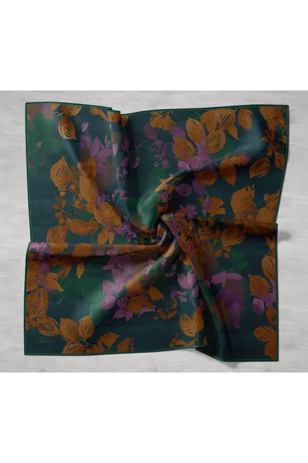 Silk Home Twill İpek Eşarp 11497-22 Koyu Yeşil, Eflatun