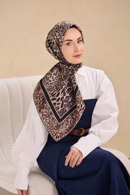 Silk Home Twill İpek Eşarp 11506-03 Leopar Krem