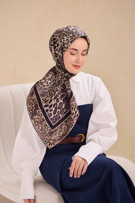Silk Home Twill İpek Eşarp 11506-03 Leopar Krem