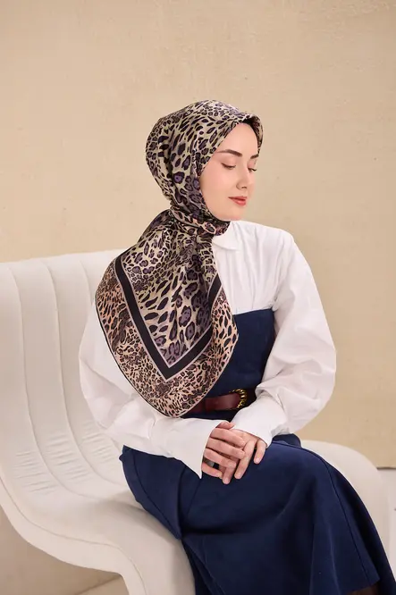Silk Home Twill İpek Eşarp 11506-03 Leopar Krem