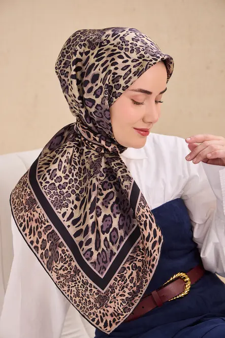 Silk Home Twill İpek Eşarp 11506-03 Leopar Krem